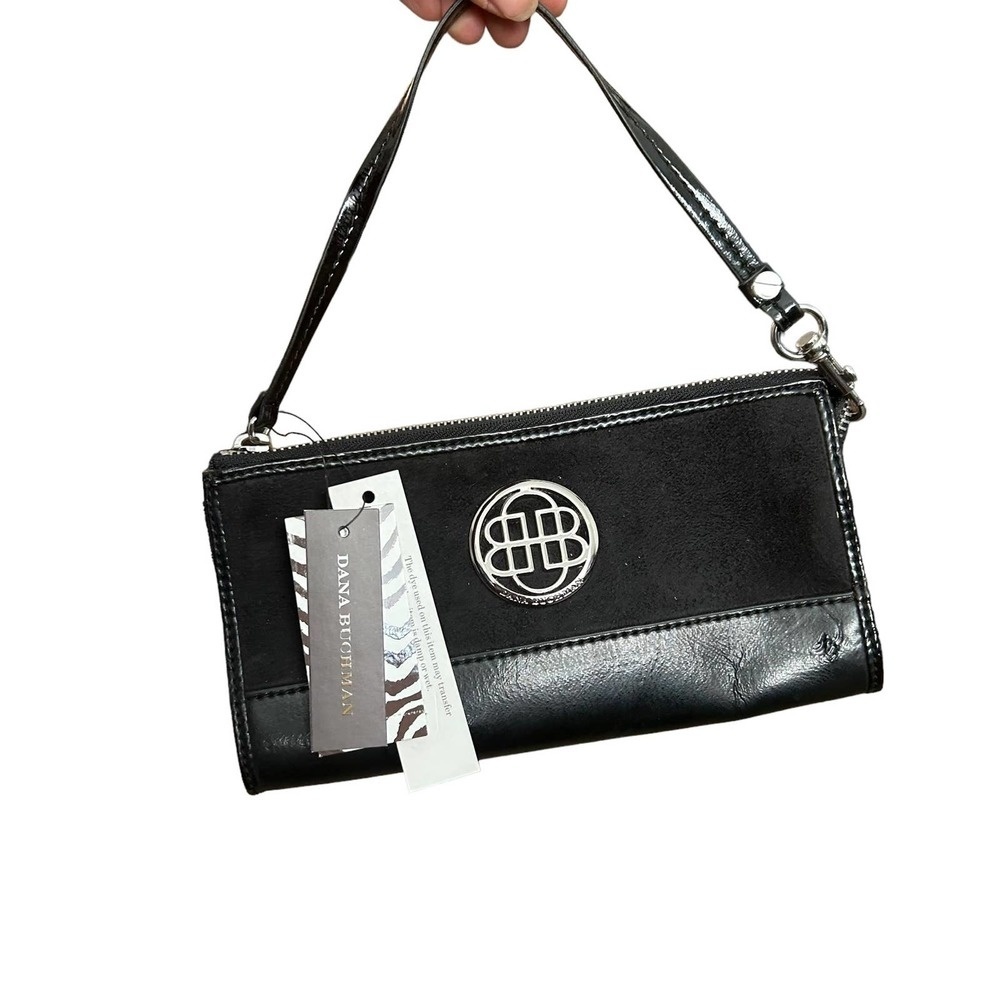 NWT Dana Buchanan Black Leather Hanna Wristlet
